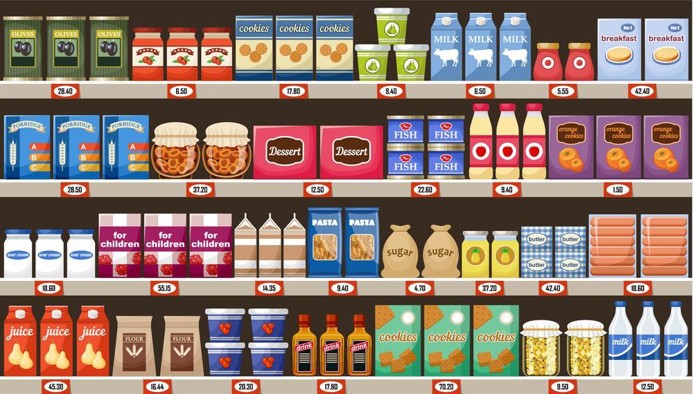 摄图网_300902970_banner_超市,货架上产品饮料矢量(企业商用)